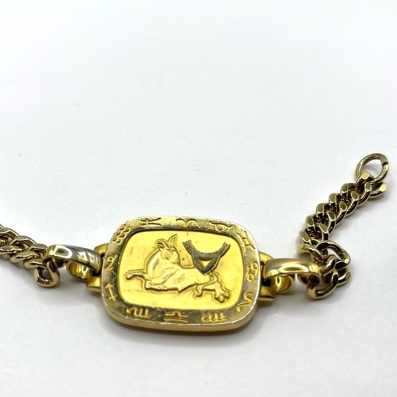 Taurus Bracelet Curb Chain MCM  Unisex Bracelet Gold tone vintage - Picture 2 of 13